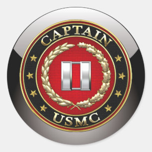 Amerikaanse mariniers: Kapitein (USMC Capt) [3D] Ronde Sticker