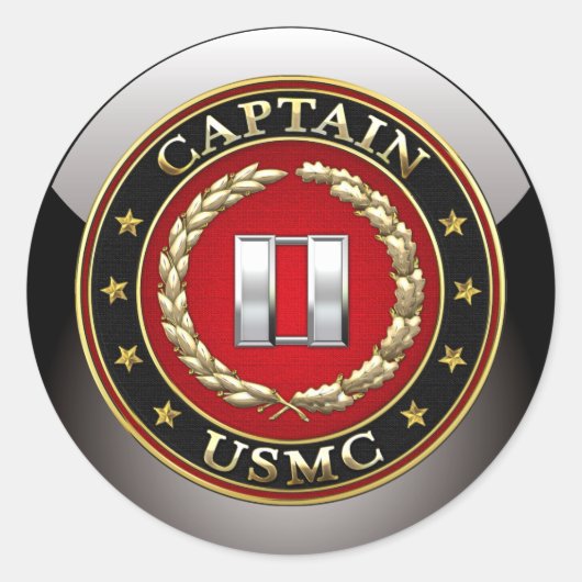Amerikaanse mariniers: Kapitein (USMC Capt) [3D] Ronde Sticker (Voorkant)