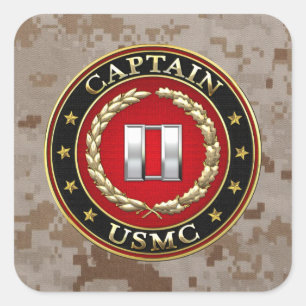 Amerikaanse mariniers: Kapitein (USMC Capt) [3D] Vierkante Sticker