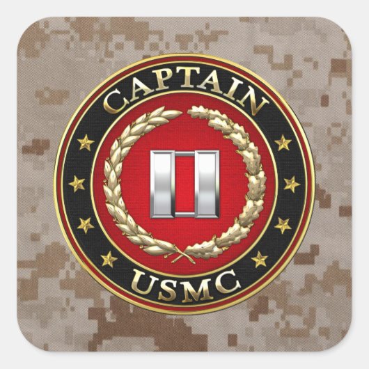 Amerikaanse mariniers: Kapitein (USMC Capt) [3D] Vierkante Sticker (Voorkant)