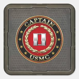 Amerikaanse mariniers: Kapitein (USMC Capt) [3D] Vierkante Sticker