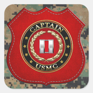 Amerikaanse mariniers: Kapitein (USMC Capt) [3D] Vierkante Sticker