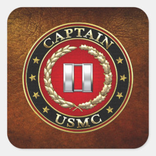 Amerikaanse mariniers: Kapitein (USMC Capt) [3D] Vierkante Sticker