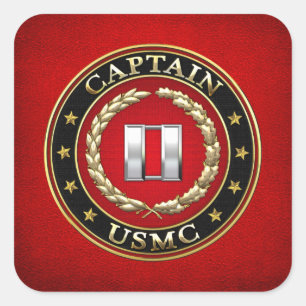 Amerikaanse mariniers: Kapitein (USMC Capt) [3D] Vierkante Sticker