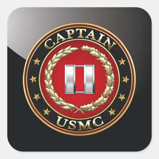 Amerikaanse mariniers: Kapitein (USMC Capt) [3D] Vierkante Sticker (Voorkant)
