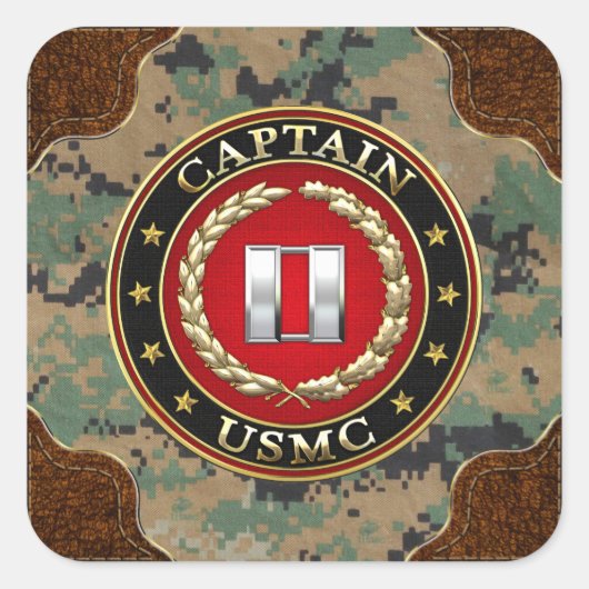 Amerikaanse mariniers: Kapitein (USMC Capt) [3D] Vierkante Sticker (Voorkant)