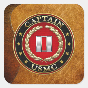 Amerikaanse mariniers: Kapitein (USMC Capt) [3D] Vierkante Sticker