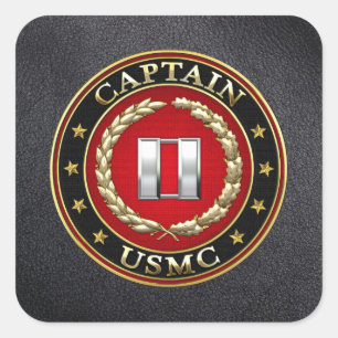 Amerikaanse mariniers: Kapitein (USMC Capt) [3D] Vierkante Sticker