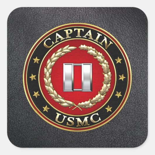 Amerikaanse mariniers: Kapitein (USMC Capt) [3D] Vierkante Sticker (Voorkant)