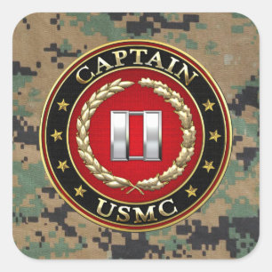 Amerikaanse mariniers: Kapitein (USMC Capt) [3D] Vierkante Sticker