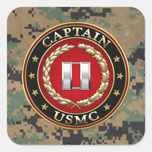 Amerikaanse mariniers: Kapitein (USMC Capt) [3D] Vierkante Sticker (Voorkant)