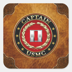 Amerikaanse mariniers: Kapitein (USMC Capt) [3D] Vierkante Sticker