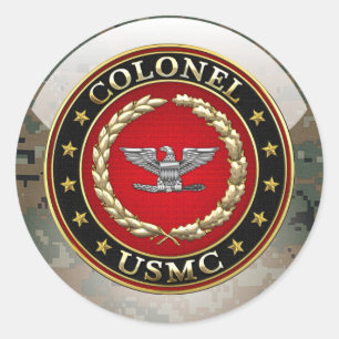 Amerikaanse mariniers: Kolonel (USMC Col) [3D] Ronde Sticker