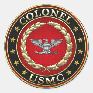 Amerikaanse mariniers: Kolonel (USMC Col) [3D] Ronde Sticker