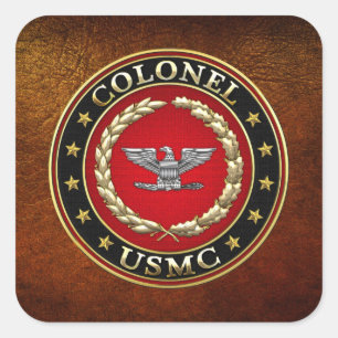 Amerikaanse mariniers: Kolonel (USMC Col) [3D] Vierkante Sticker