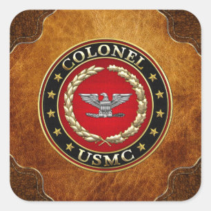 Amerikaanse mariniers: Kolonel (USMC Col) [3D] Vierkante Sticker