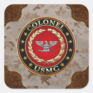 Amerikaanse mariniers: Kolonel (USMC Col) [3D] Vierkante Sticker