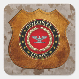 Amerikaanse mariniers: Kolonel (USMC Col) [3D] Vierkante Sticker