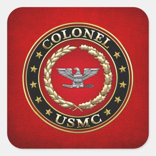 Amerikaanse mariniers: Kolonel (USMC Col) [3D] Vierkante Sticker (Voorkant)