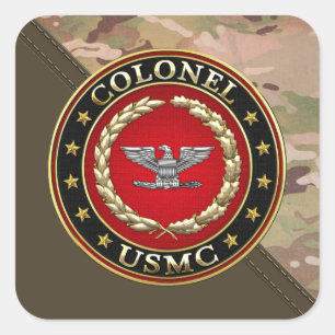 Amerikaanse mariniers: Kolonel (USMC Col) [3D] Vierkante Sticker