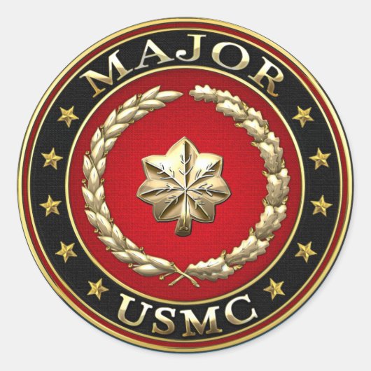 Amerikaanse mariniers: Majoor (USMC Maj) [3D] Ronde Sticker (Voorkant)