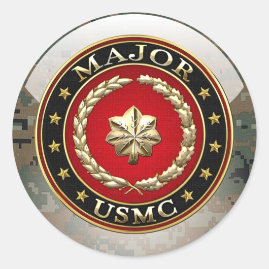 Amerikaanse mariniers: Majoor (USMC Maj) [3D] Ronde Sticker (Voorkant)