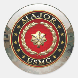 Amerikaanse mariniers: Majoor (USMC Maj) [3D] Ronde Sticker