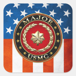Amerikaanse mariniers: Majoor (USMC Maj) [3D] Vierkante Sticker
