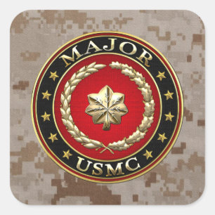 Amerikaanse mariniers: Majoor (USMC Maj) [3D] Vierkante Sticker