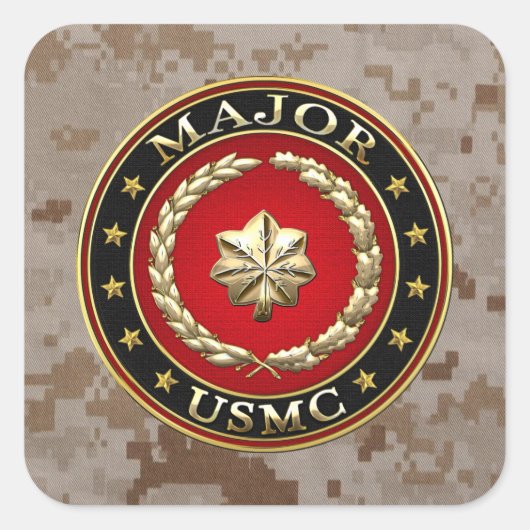 Amerikaanse mariniers: Majoor (USMC Maj) [3D] Vierkante Sticker (Voorkant)