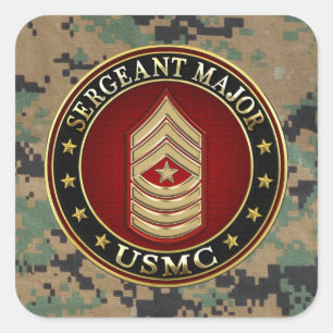 Amerikaanse mariniers: Sergeant-majoor (USMC SgtMa Vierkante Sticker