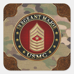 Amerikaanse mariniers: Sergeant-majoor (USMC SgtMa Vierkante Sticker