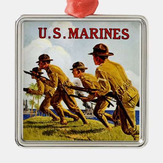 Amerikaanse mariniers ~ Soldaten van het Zee Metalen Ornament (Voorkant)