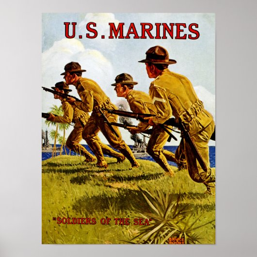 Amerikaanse mariniers ~ Soldaten van het Zee Poster (Voorkant)