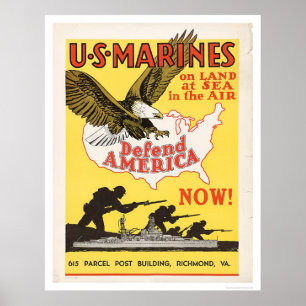 Amerikaanse mariniers verdedigen Amerika Poster