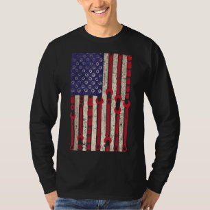 Amerikaanse Mechanische Vlag 4 juli Patriottische T-shirt