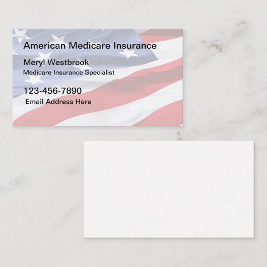 Amerikaanse Medicare verzekeringsspecialist Visitekaartje (Voorkant / Achterkant)