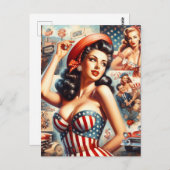 Amerikaanse Meisje Pin-Up Collage Briefkaart (Voorkant / Achterkant)