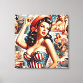 Amerikaanse Meisje Pin-Up Collage Canvas Afdruk (Voorkant)