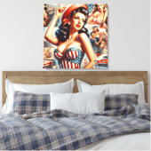 Amerikaanse Meisje Pin-Up Collage Canvas Afdruk (Insitu (Slaapkamer))