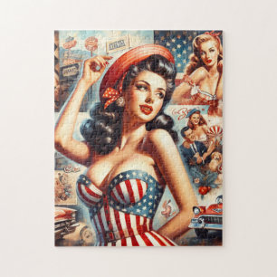 Amerikaanse Meisje Pin-Up Collage Legpuzzel