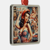 Amerikaanse Meisje Pin-Up Collage Metalen Ornament (Rechts)