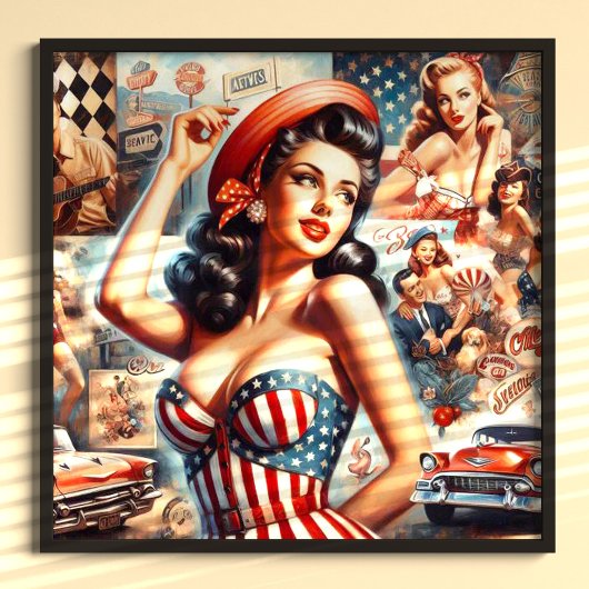 Amerikaanse Meisje Pin-Up Collage Poster
