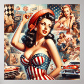 Amerikaanse Meisje Pin-Up Collage Poster (Voorkant)