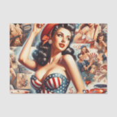 Amerikaanse Meisje Pin-Up Collage Tissuepapier (Voorkant)