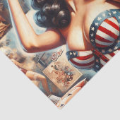 Amerikaanse Meisje Pin-Up Collage Tissuepapier (Detail)