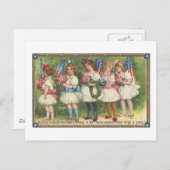 Amerikaanse meisjes met  Amerikaanse vlaggen Briefkaart (Voorkant / Achterkant)