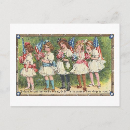 Amerikaanse meisjes met  Amerikaanse vlaggen Briefkaart (Voorkant)