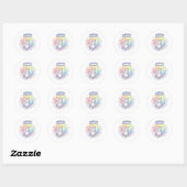 Amerikaanse Meowgic - Sparkly Cat & Rainbow Vuurwe Ronde Sticker (Vel)