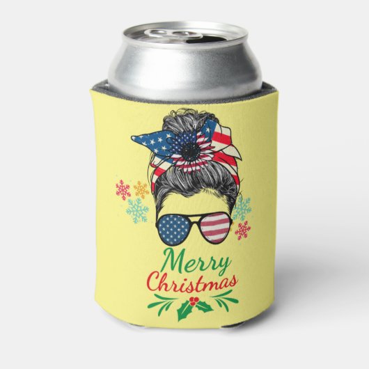 Amerikaanse Messy Bun Christmas Cooler (Blikje Achterkant)